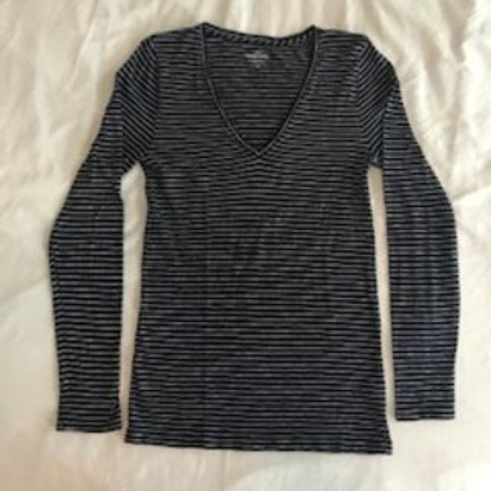 NWOT J. Crew Navy Blue Striped Long Sleeve Tee